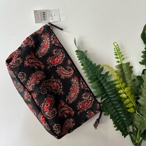 LOFT Black and Red Paisley Pouch